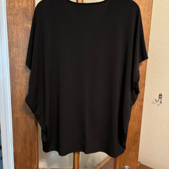 Michael Kors Butterfly Sleeve Black Top with Gold Zipper, Size L - Picture 6 of 8